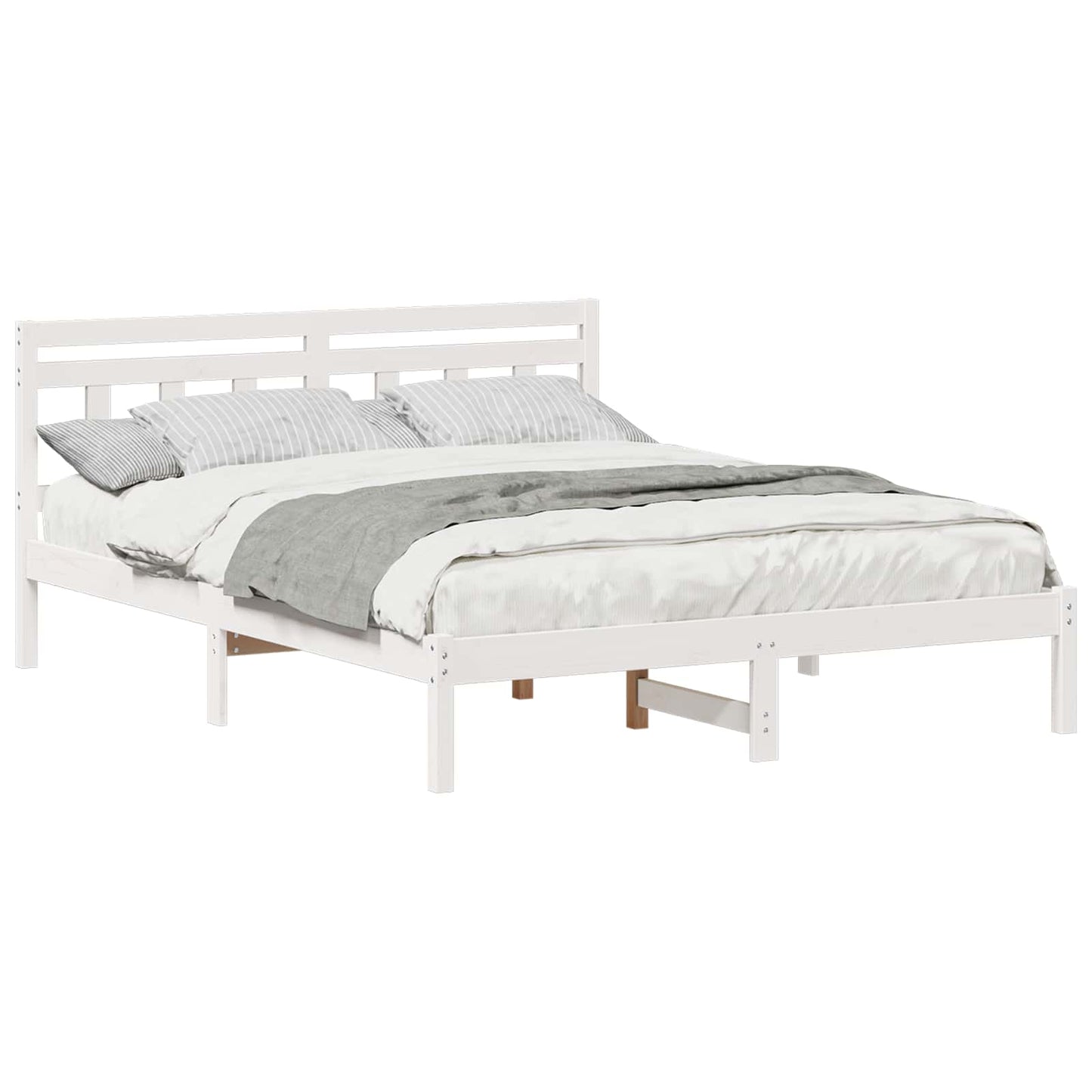 vidaXL Bed Frame White 150 x 200 cm Solid Pine Wood
