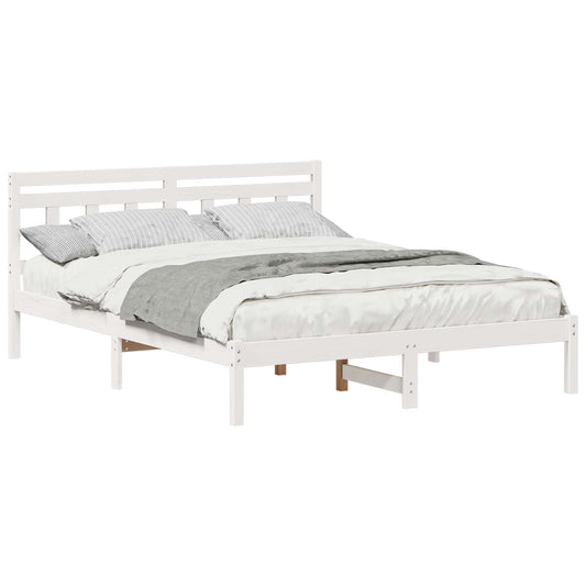 vidaXL Bed Frame White 150 x 200 cm Solid Pine Wood