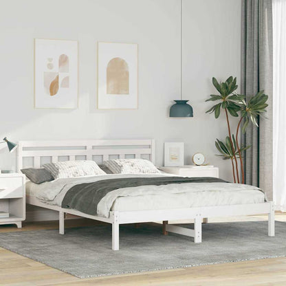 vidaXL Bed Frame White 140 x 200 cm Solid Pine Wood