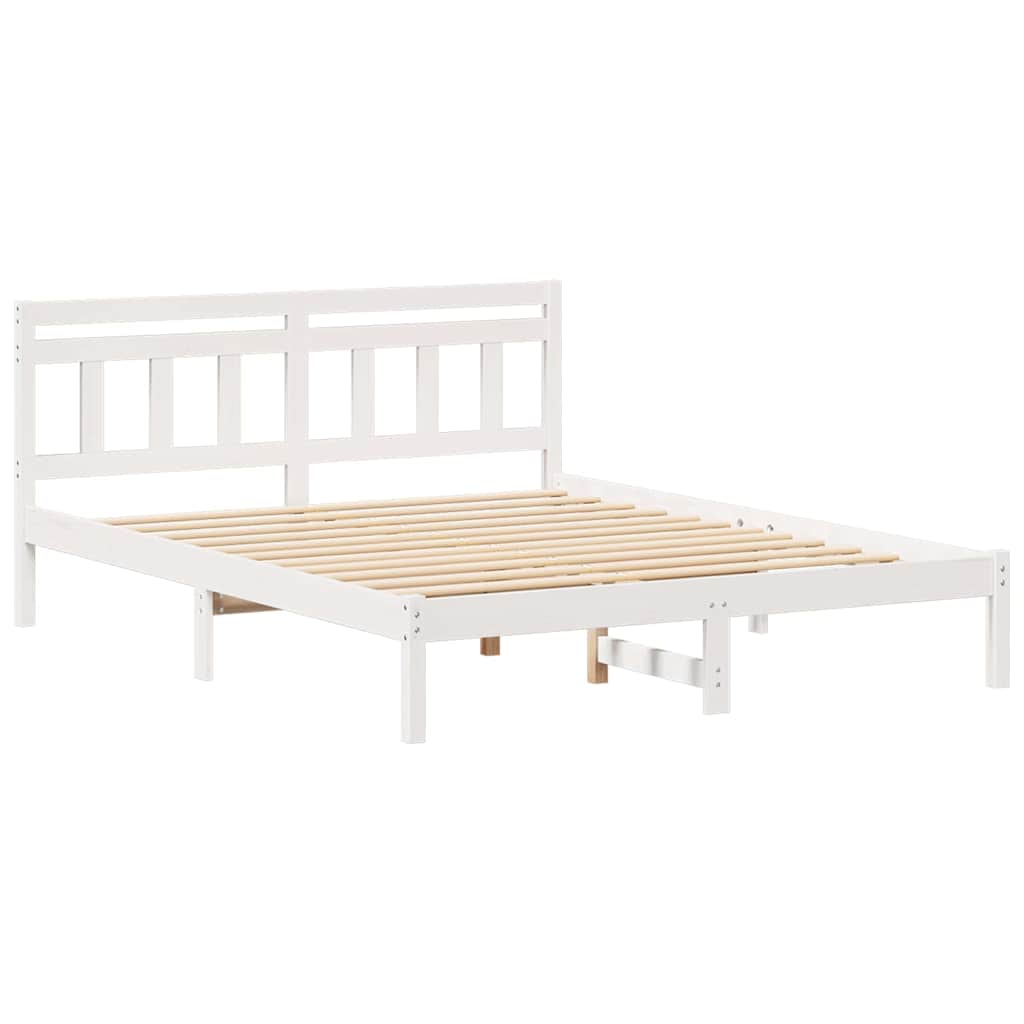 vidaXL Bed Frame White 140 x 200 cm Solid Pine Wood