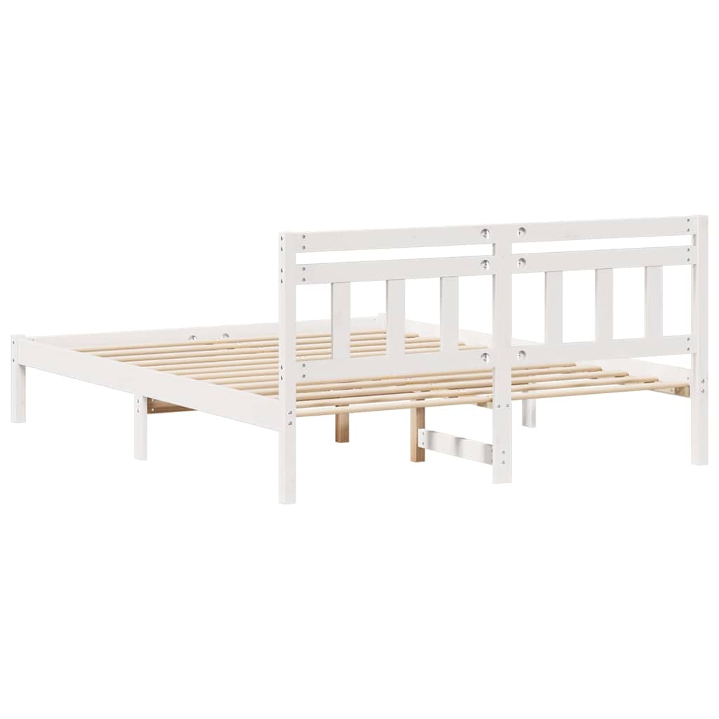 vidaXL Bed Frame White 140 x 200 cm Solid Pine Wood