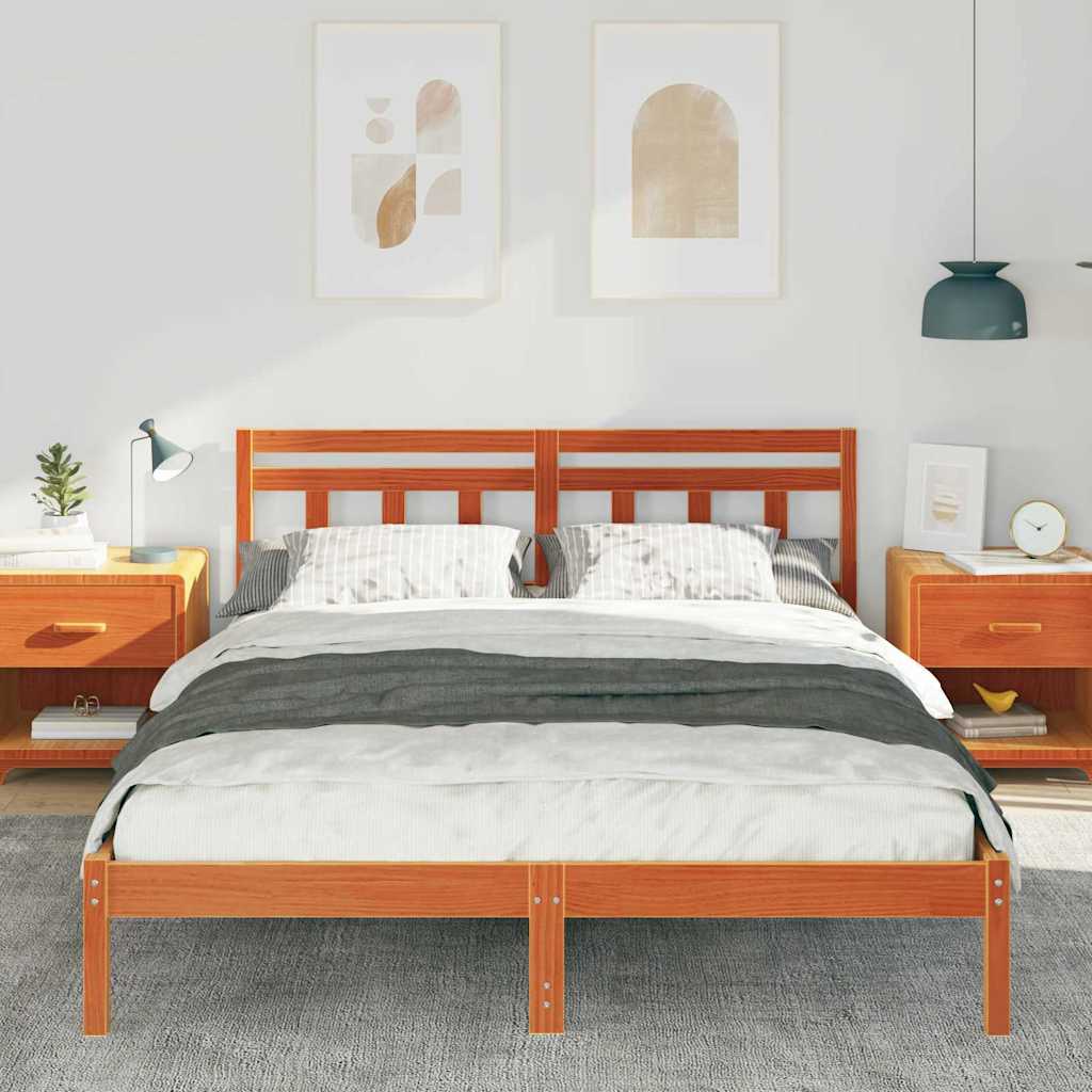 vidaXL Bed Frame Brown 140 x 200 cm Solid Pine Wood