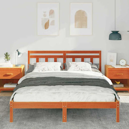 vidaXL Bed Frame Brown 140 x 200 cm Solid Pine Wood