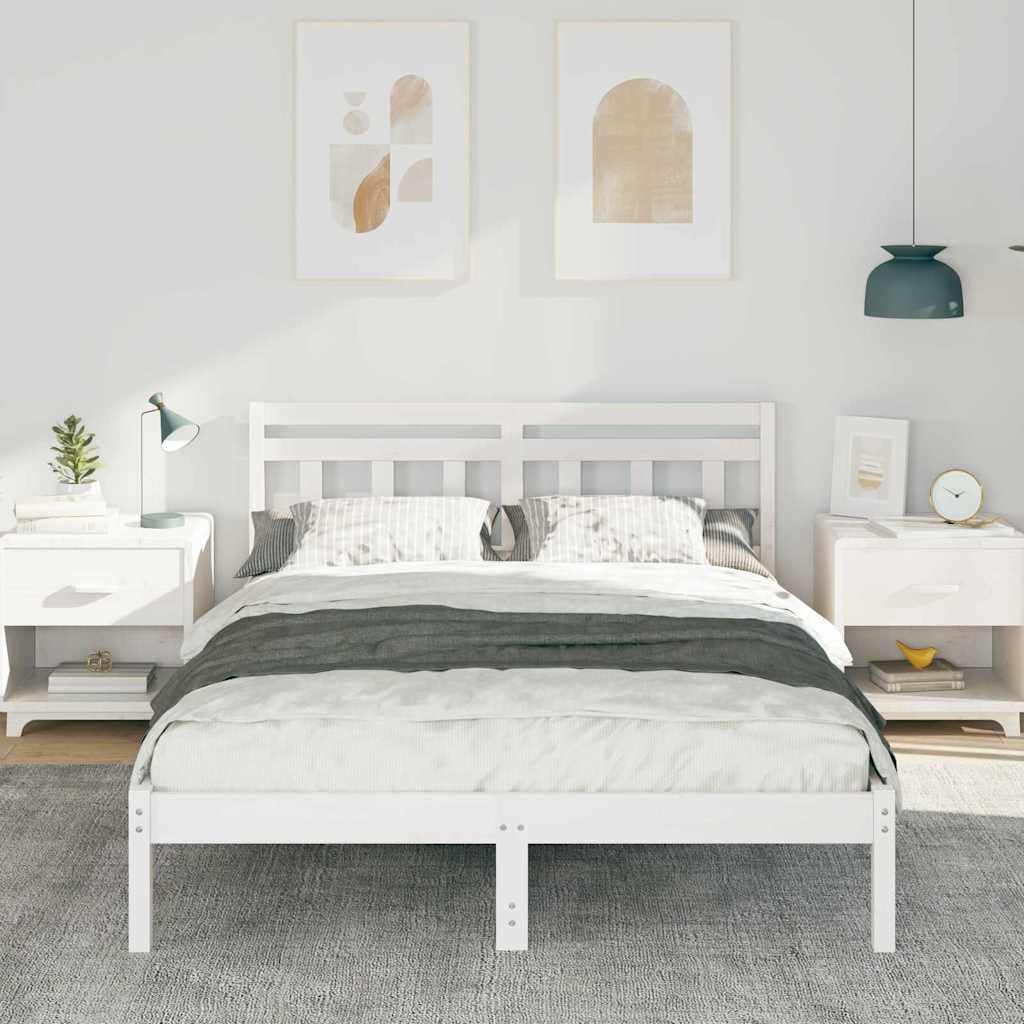 vidaXL Bed Frame White 120 x 200 cm Solid Pine Wood