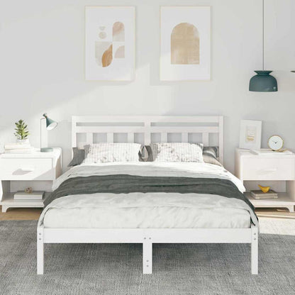vidaXL Bed Frame White 120 x 200 cm Solid Pine Wood