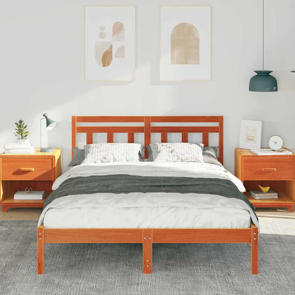 vidaXL Bed Frame Brown 120 x 190 cm Solid Pine Wood