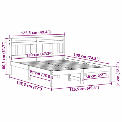vidaXL Bed Frame Brown 120 x 190 cm Solid Pine Wood