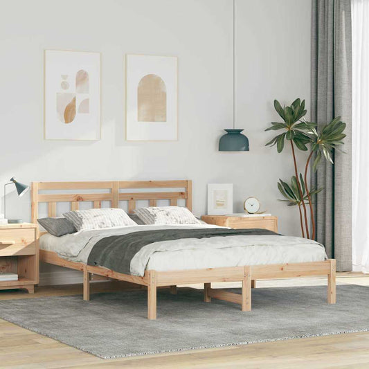 vidaXL Bed Frame Brown 140 x 190 cm Solid Pine Wood