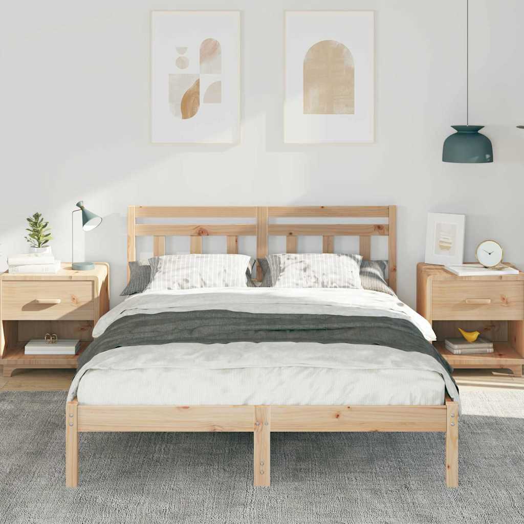 vidaXL Bed Frame Brown 140 x 190 cm Solid Pine Wood
