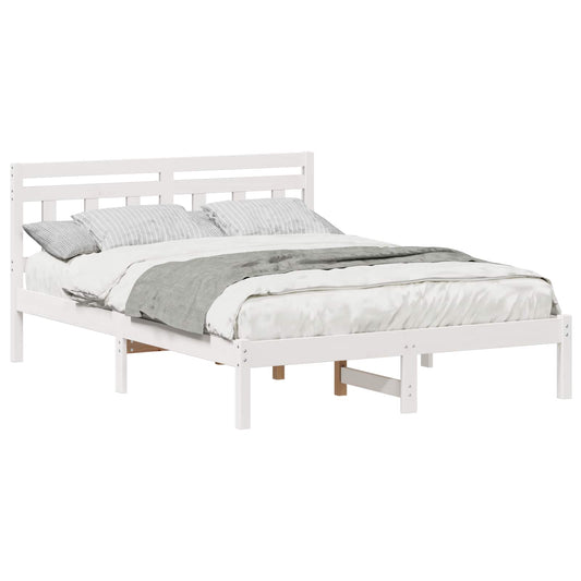 vidaXL Bed Frame White 140 x 190 cm Solid Pine Wood