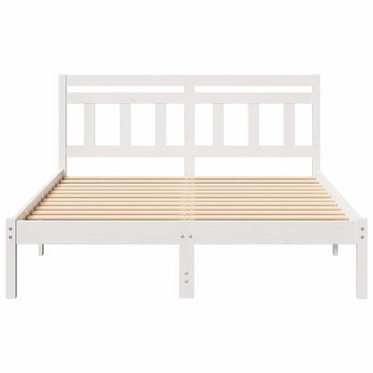 vidaXL Bed Frame White 140 x 190 cm Solid Pine Wood
