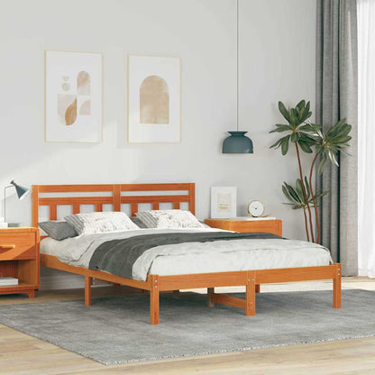 vidaXL Bed Frame Brown 135 x 190 cm Solid Pine Wood