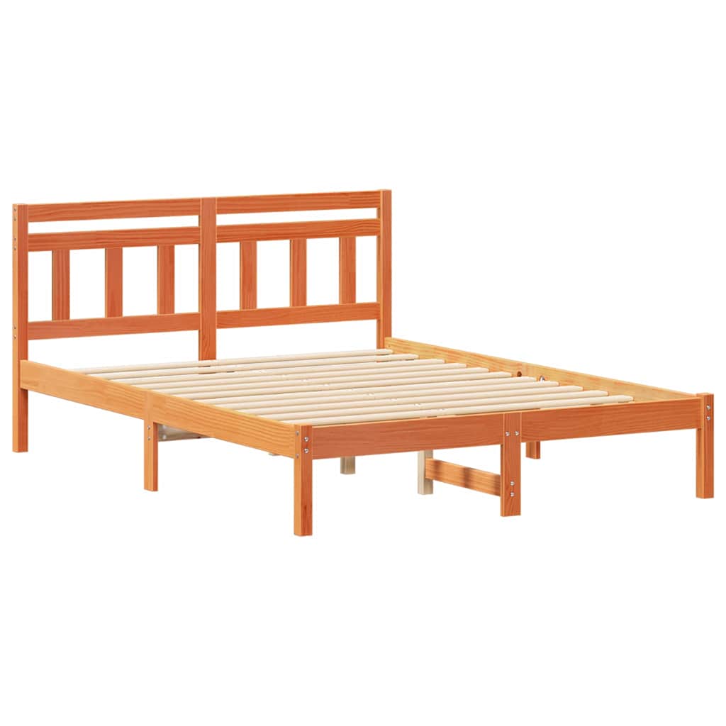 vidaXL Bed Frame Brown 135 x 190 cm Solid Pine Wood