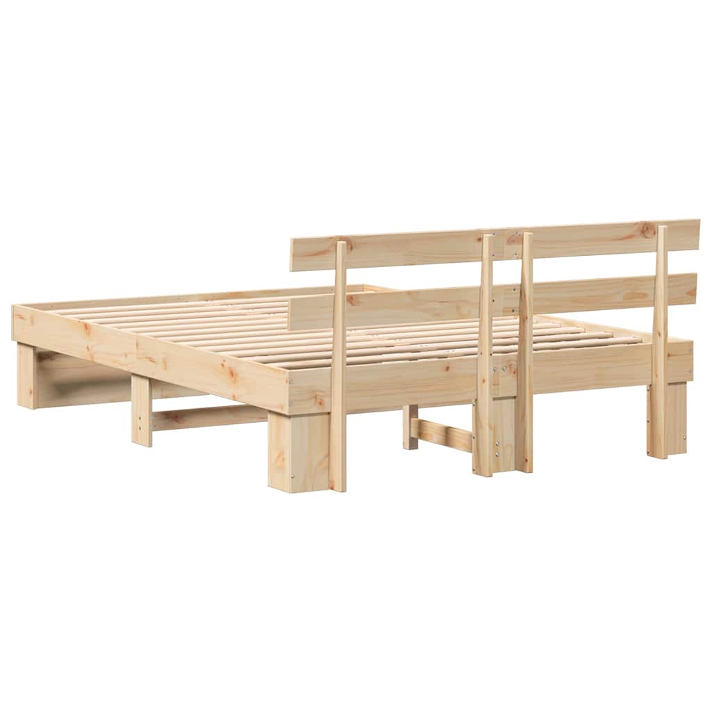 vidaXL Bed Frame with Headboard Brown 160 x 200 cm Solid Pine Wood