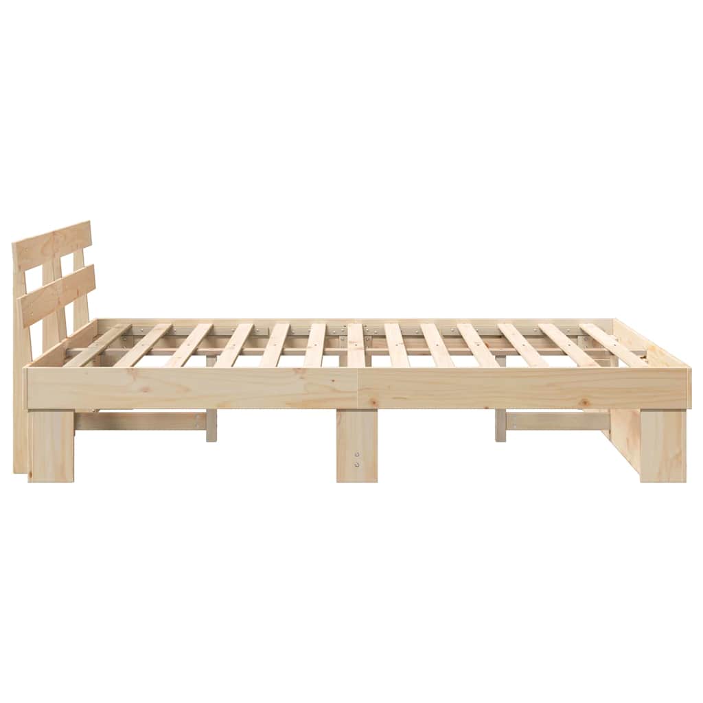vidaXL Bed Frame with Headboard Brown 160 x 200 cm Solid Pine Wood