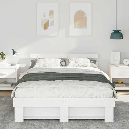 vidaXL Bed Frame with Headboard White 160 x 200 cm Solid Pine Wood