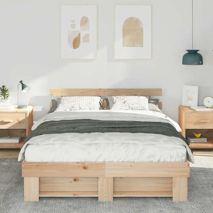 vidaXL Bed Frame with Headboard Brown 150 x 200 cm Solid Pine Wood