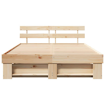 vidaXL Bed Frame with Headboard Brown 150 x 200 cm Solid Pine Wood
