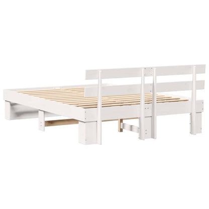 vidaXL Bed Frame with Headboard White 150 x 200 cm Solid Pine Wood