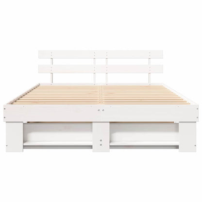 vidaXL Bed Frame with Headboard White 150 x 200 cm Solid Pine Wood