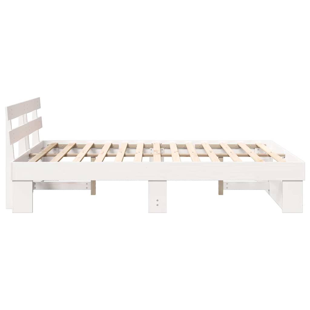 vidaXL Bed Frame with Headboard White 140 x 200 cm Solid Pine Wood