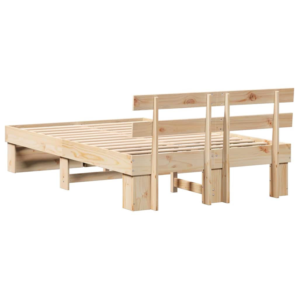 vidaXL Bed Frame with Headboard Brown 120 x 200 cm Solid Pine Wood