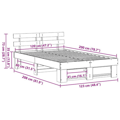 vidaXL Bed Frame with Headboard Brown 120 x 200 cm Solid Pine Wood
