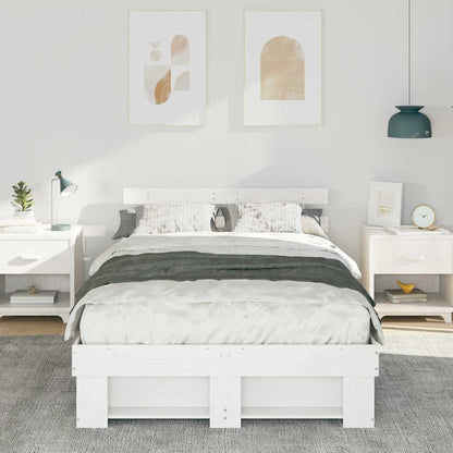 vidaXL Bed Frame with Headboard White 120 x 200 cm Solid Pine Wood
