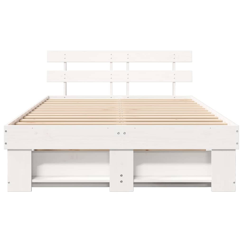 vidaXL Bed Frame with Headboard White 120 x 200 cm Solid Pine Wood