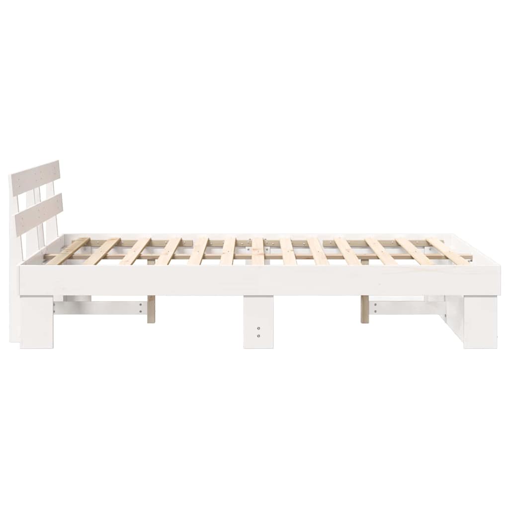 vidaXL Bed Frame with Headboard White 120 x 200 cm Solid Pine Wood