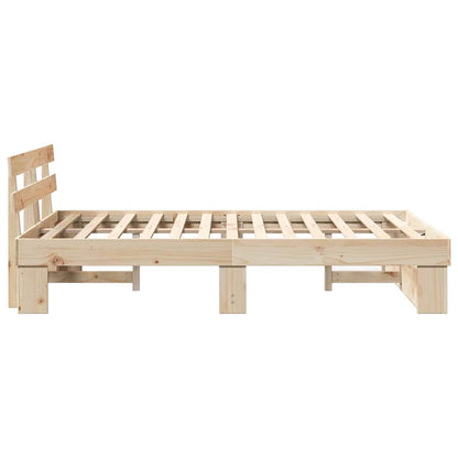 vidaXL Bed Frame with Headboard Brown 140 x 190 cm Solid Pine Wood
