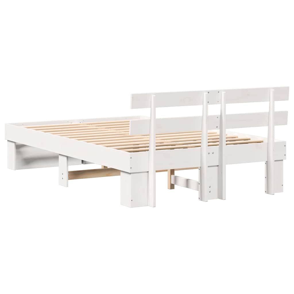 vidaXL Bed Frame with Headboard White 140 x 190 cm Solid Pine Wood