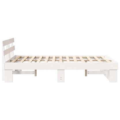 vidaXL Bed Frame with Headboard White 135 x 190 cm Solid Pine Wood