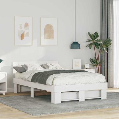 vidaXL Bed Frame with Headboard White 120 x 190 cm Solid Pine Wood