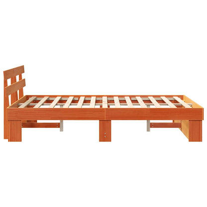 vidaXL Bed Frame with Headboard Wax Brown 120 x 190 cm Solid Pine Wood