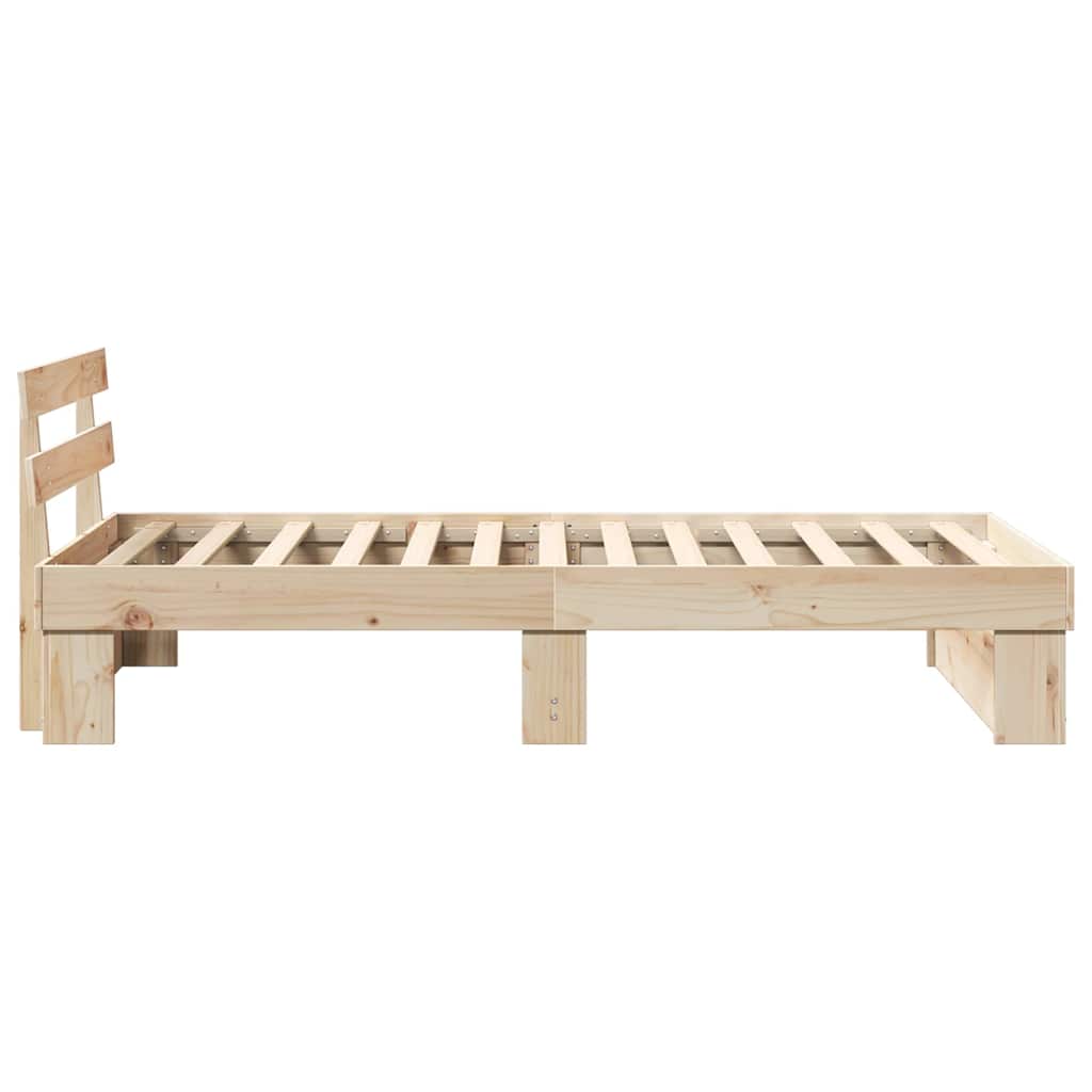 vidaXL Bed Frame with Headboard Brown 100 x 200 cm Solid Pine Wood