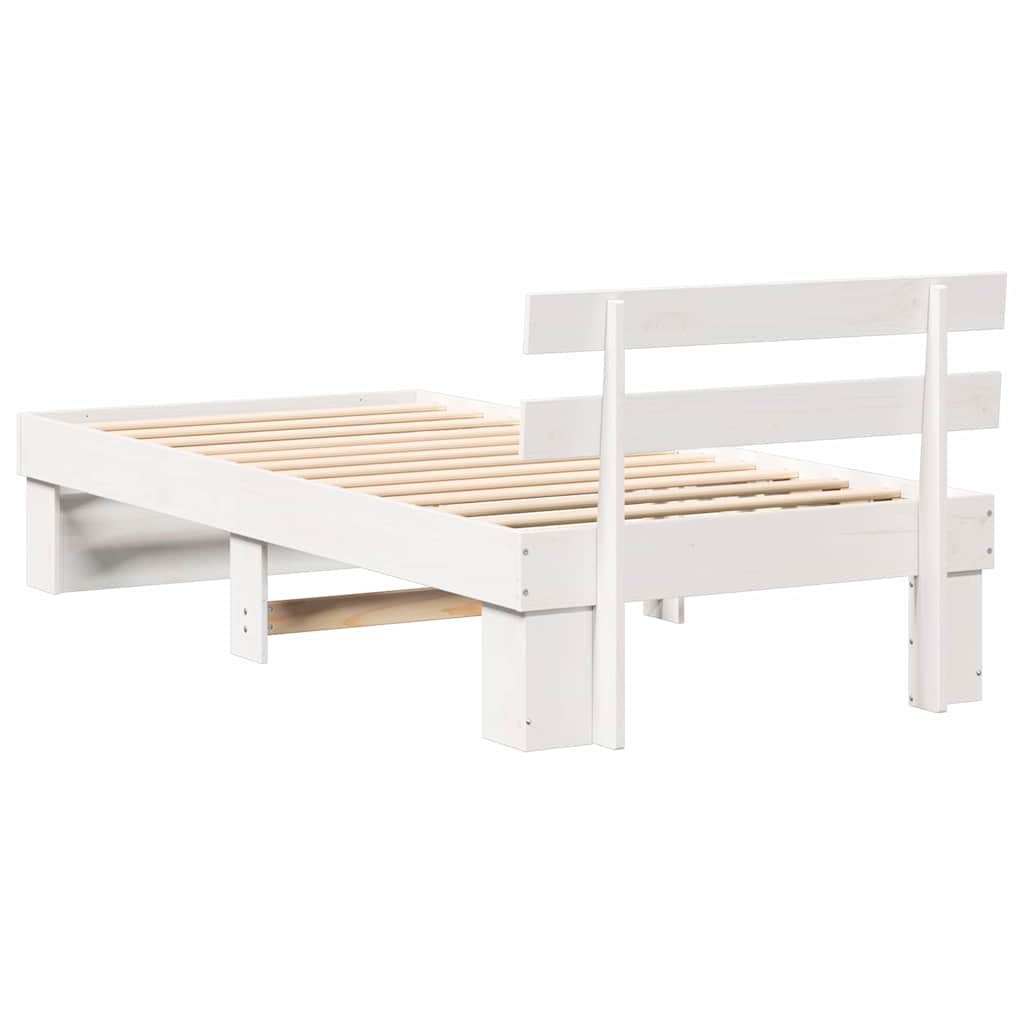 vidaXL Bed Frame with Headboard White 100 x 200 cm Solid Pine Wood