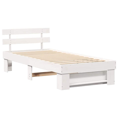 vidaXL Bed Frame with Headboard White 90 x 200 cm Solid Pine Wood