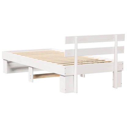 vidaXL Bed Frame with Headboard White 90 x 200 cm Solid Pine Wood