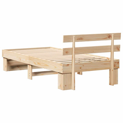 vidaXL Bed Frame with Headboard Brown 80 x 200 cm Solid Pine Wood