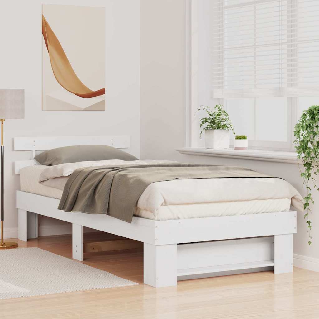 vidaXL Bed Frame with Headboard White 80 x 200 cm Solid Pine Wood