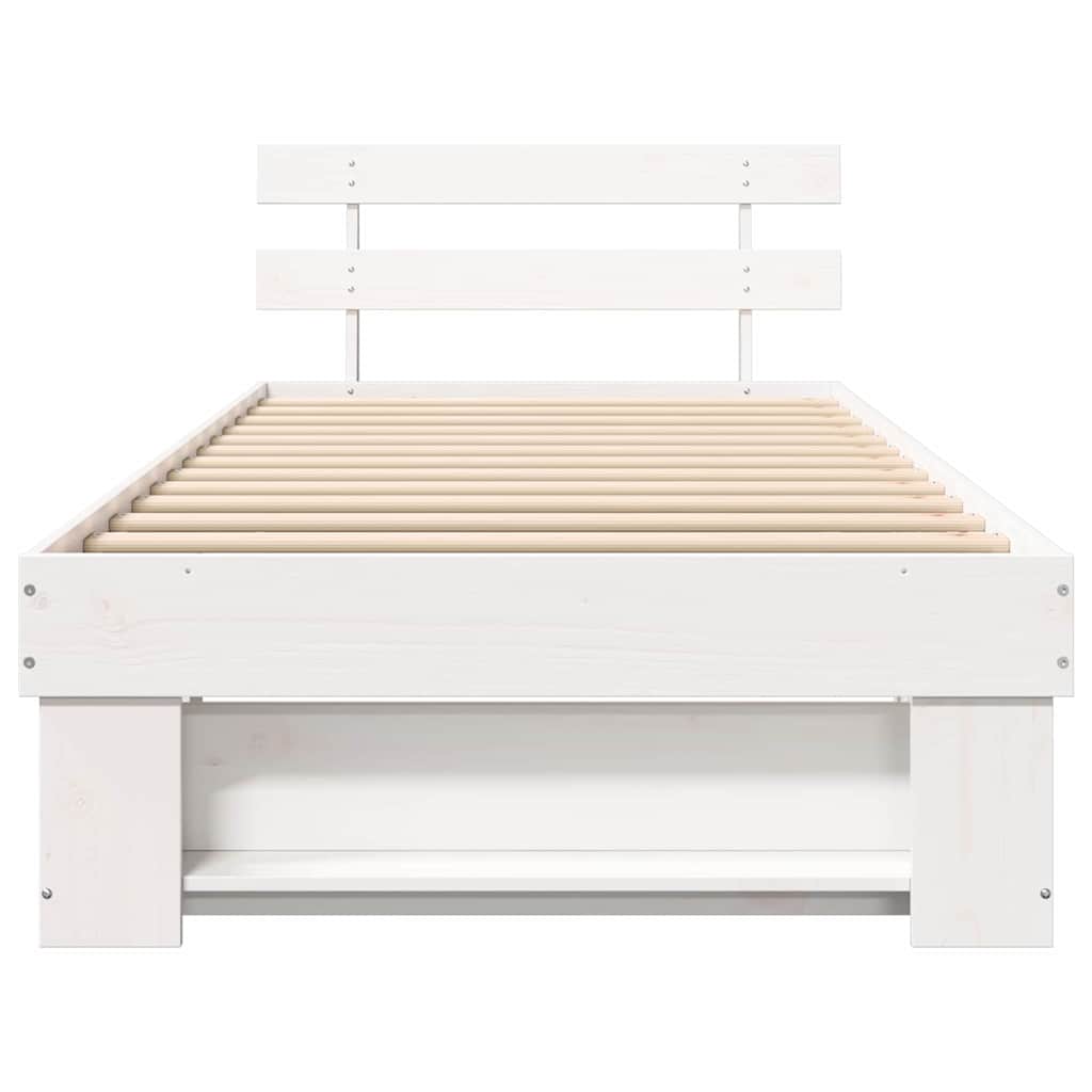 vidaXL Bed Frame with Headboard White 80 x 200 cm Solid Pine Wood