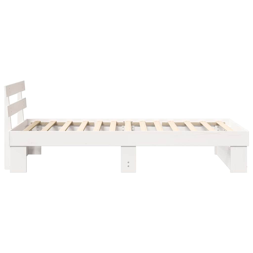 vidaXL Bed Frame with Headboard White 90 x 190 cm Solid Pine Wood