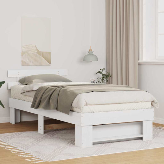 vidaXL Bed Frame with Headboard White 75 x 190 cm Solid Pine Wood