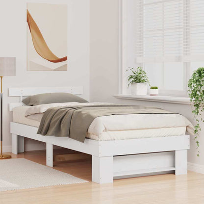 vidaXL Bed Frame with Headboard White 75 x 190 cm Solid Pine Wood