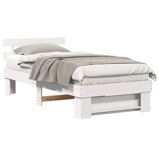 vidaXL Bed Frame with Headboard White 75 x 190 cm Solid Pine Wood