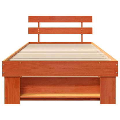 vidaXL Bed Frame with Headboard Wax Brown 75 x 190 cm Solid Pine Wood