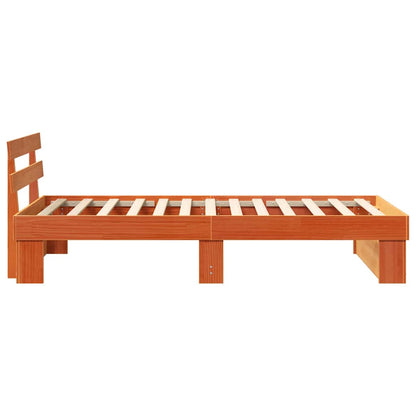 vidaXL Bed Frame with Headboard Wax Brown 75 x 190 cm Solid Pine Wood