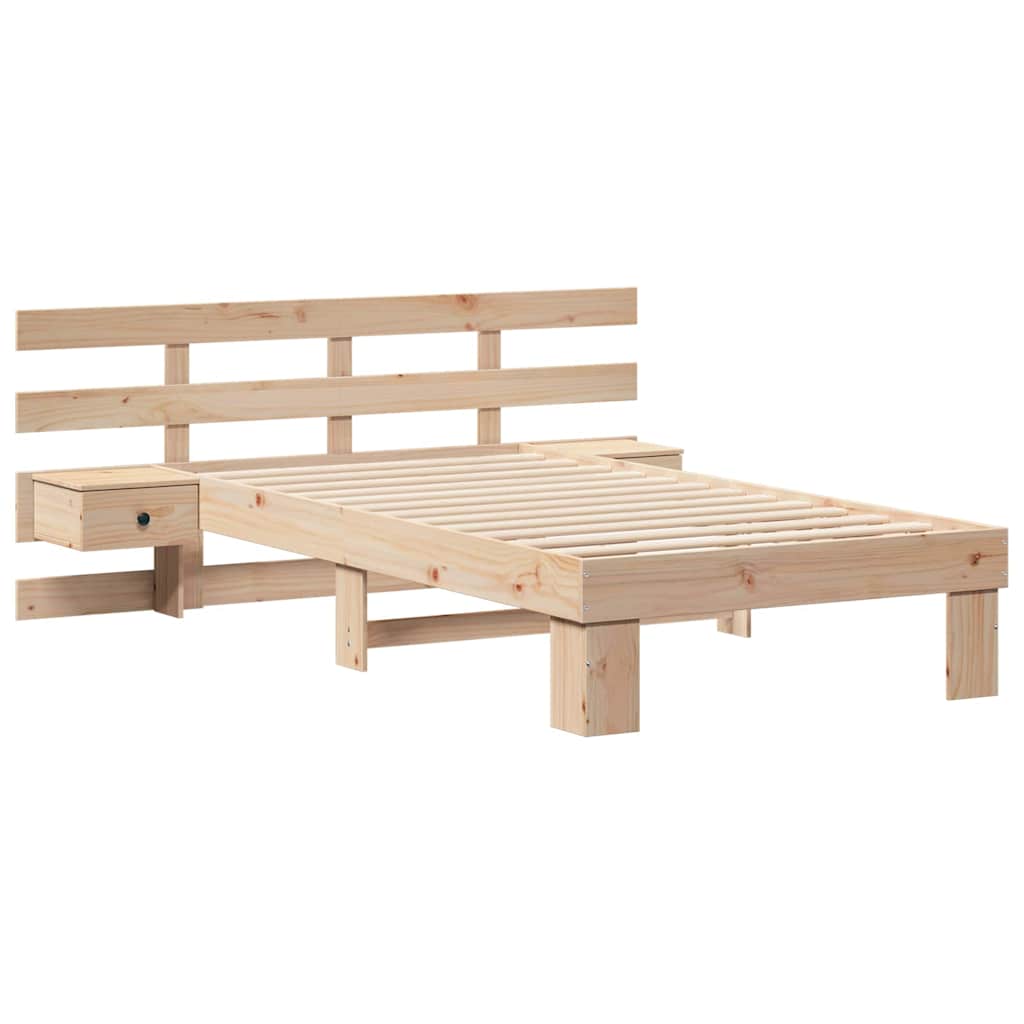 vidaXL Bed Frame with Headboard Brown 90 x 200 cm Solid Pine Wood