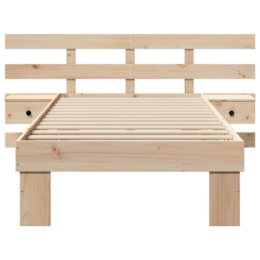 vidaXL Bed Frame with Headboard Brown 90 x 200 cm Solid Pine Wood